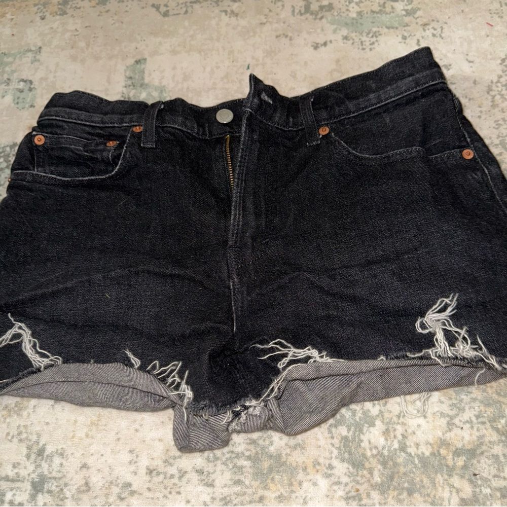 Lucky Brand Black Jean Shorts with Frayed Hem